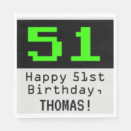 51:a födelsedagen - Nerdy/Geeky Stil "51" och Namn Pappersservett