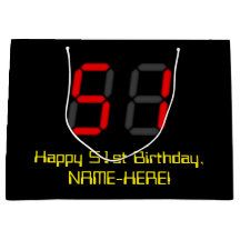 51:a födelsedagen: Red Digital Clock Stil "51" + N