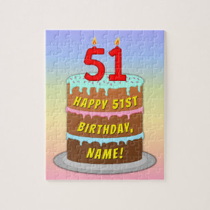 51:a födelsedagen: Roligt Cake and Candles + Anpas Pussel