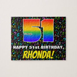 51:a födelsedagen - Roligt, färgstarka musiksymbol Pussel