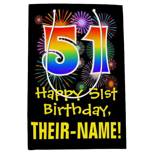 51:a födelsedagen: Roligt Fireworks Mönster + Rain (Framsidan)