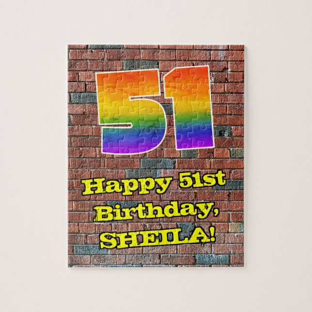 51:a födelsedagen: Roligt Graffiti-Inspired Rainbo Pussel (Vertikal)