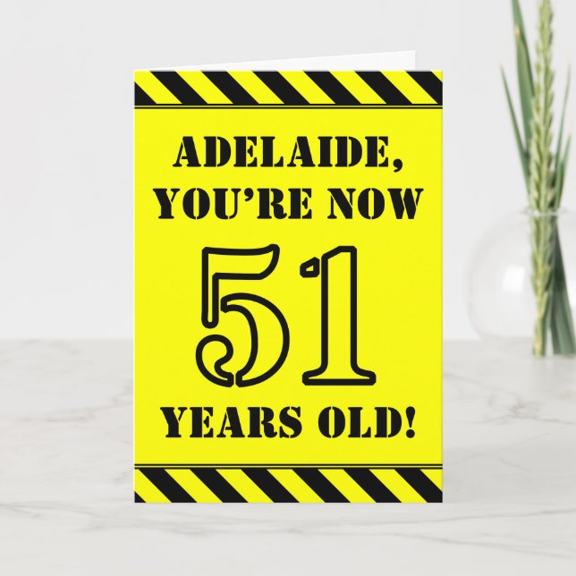 51:a födelsedagen: Roligt Stencil Stil Text, eget  Kort (Framsida)