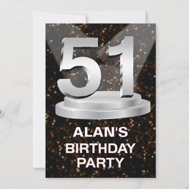 51:a Födelsedagsfest inbjudan Lägg till Namn (Framsida)
