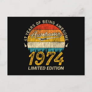 51 År Gammal 1974 Retro Awesome 51-årspresent Vykort