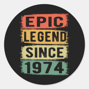 51 år gammal dag 1974 Epic Legend 51:a födelsedage Runt Klistermärke
