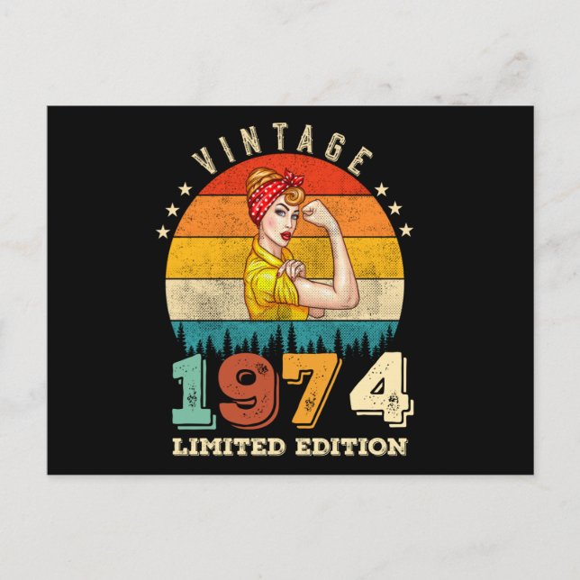 51 År Gammal Födelsedag 1974 Retro 51-års Födelsed Vykort (Framsida)