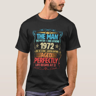 51 år gammal Vintage 1972 Man Myth Legend 51St Bir T Shirt