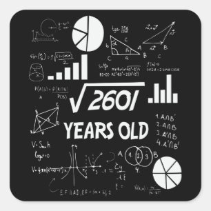 51-åriga Bday Math Teacher 51:a födelsedagsgåva Fyrkantigt Klistermärke