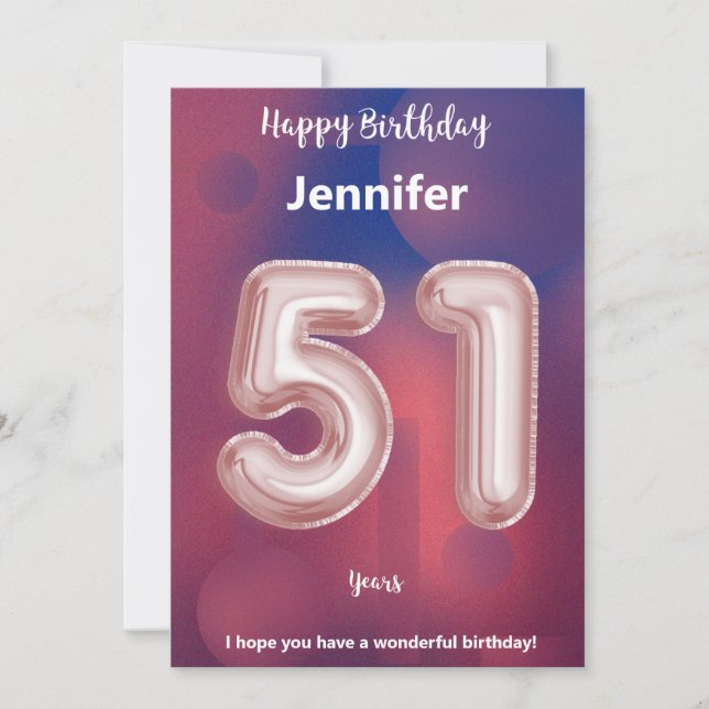 51-årigt Grattis på födelsedagen-kort (Framsida)