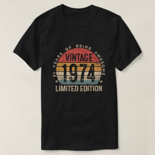 51-årsdag 51 år gammal man kvinna vintage 1974 t shirt