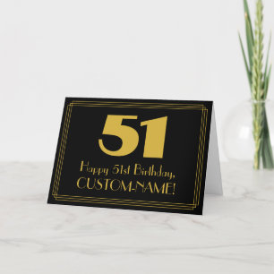 51-årsdag: Art Deco Inspirerad Utseende "51" & Nam Kort
