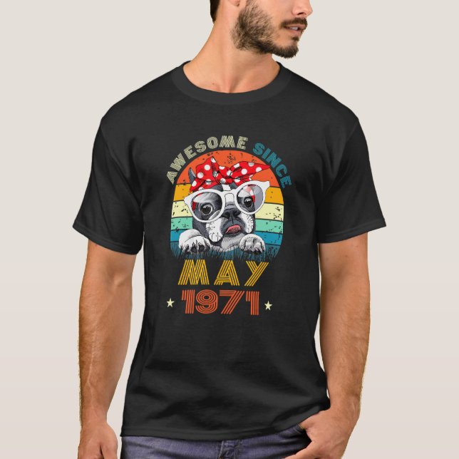 51:e födelsedagen Kärlek Boston Terrier 51 år seda T Shirt (Framsida)