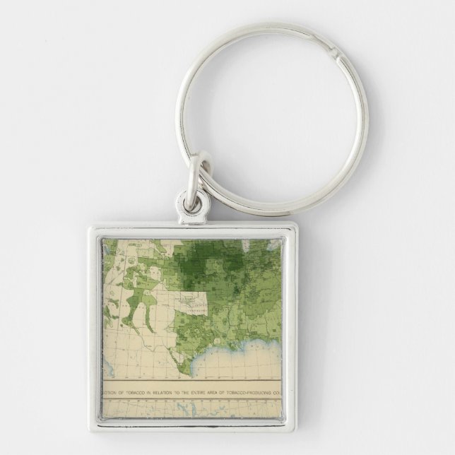 51 Kärnor, tobak 1890 Fyrkantig Silverfärgad Nyckelring (Framsidan)