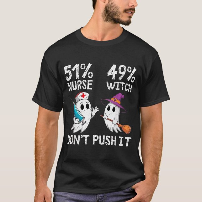 51% sjuksköterska 49% häxa, reta mig inte  t shirt (Framsida)