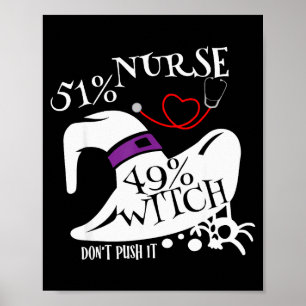 51% Sjuksköterska 49% Häxa Utlös Inte Funny Y Sjuk Poster