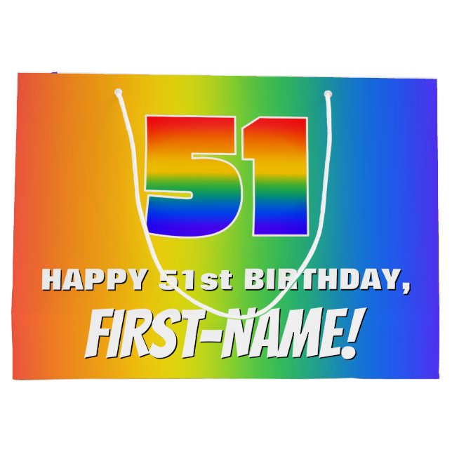 51st Birthday: Colorful, Fun Rainbow Pattern # 51 (Baksidan)