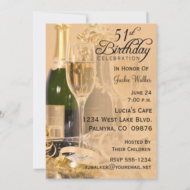 51st Födelsedagsfest inbjudan (Framsida)