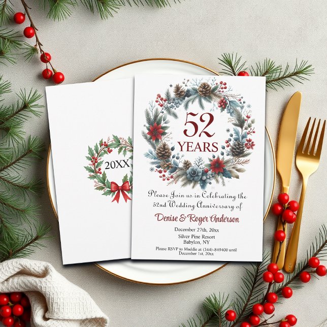 52:a Bröllop-årsjubileet Vinter Inbjudningar (Skapare uppladdad)