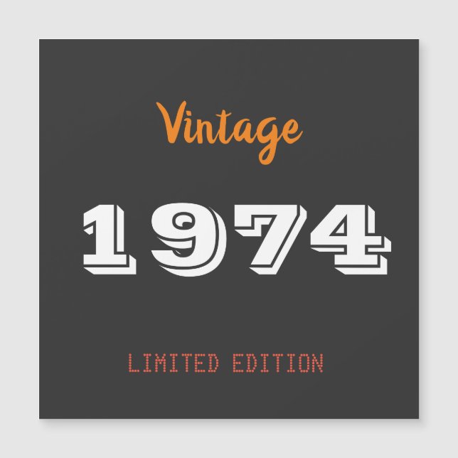 52:a födelsedag - Vintage 1974 Magnetisk Inbjudningskort (Framsida)