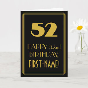 52:a födelsedagen - Art Deco Inspired Titta "52" o Kort