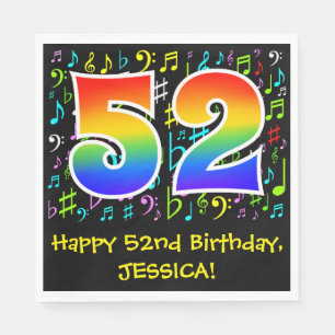 52:a födelsedagen - Colorful Music Symbols, Rainbo Pappersservett