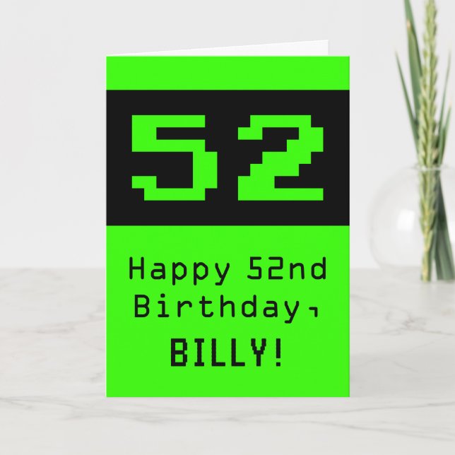 52:a födelsedagen: Nerdy / Geeky Stil "52" och Nam Kort (Framsida)
