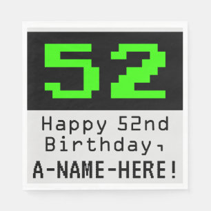 52:a födelsedagen - Nerdy/Geeky Stil "52" och Namn Pappersservett