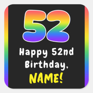 52:a födelsedagen: Rainbow Spectrum nr 52, eget na Fyrkantigt Klistermärke