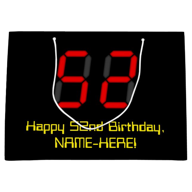 52:a födelsedagen: Red Digital Clock Stil "52" + N (Framsidan)