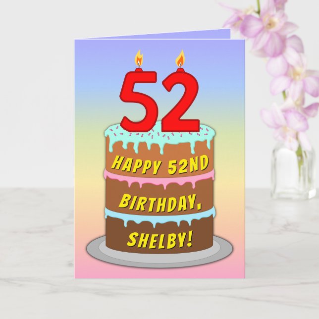 52:a födelsedagen - Roligt Cake & Candles, med ege Kort (Orkide)