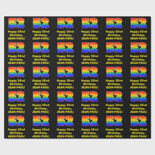 52:a födelsedagen: Roligt, färgstark regnbåge insp Presentpapper (Seam)