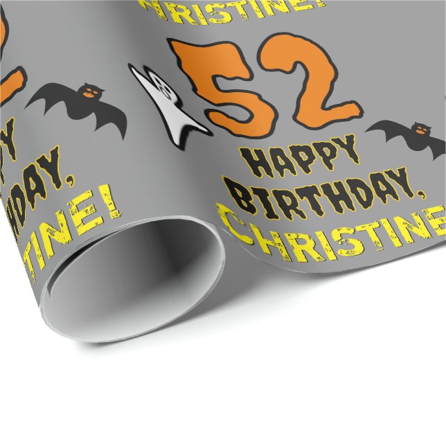 52:a födelsedagen: Spooky Halloween Theme, eget na Presentpapper (Rullad Hörn)