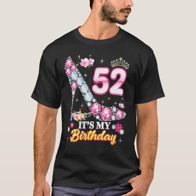 52 år gammal Det är min 52:a födelsedag Rosa Diamo T Shirt (Framsida)