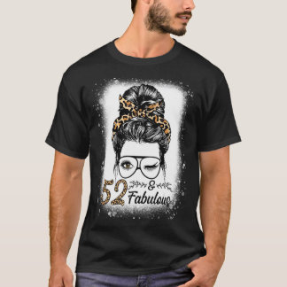 52 år gammal Fabulous Messy Bun Leopard 52:e födse T Shirt