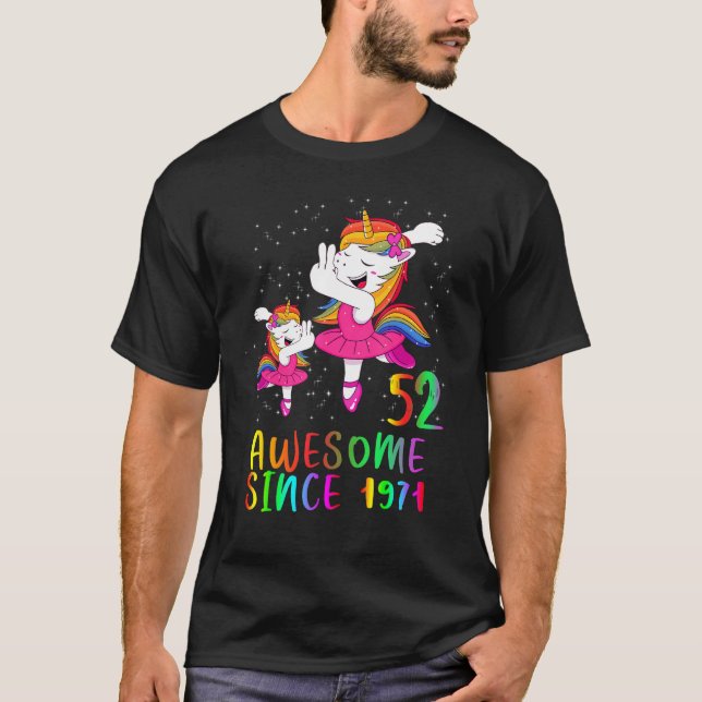 52 år gammal födelsedagstidning Unicorn Ballet Fan T Shirt (Framsida)