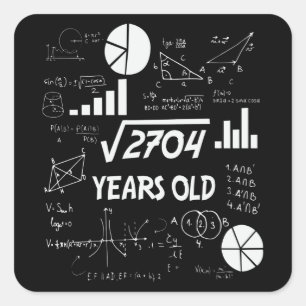 52-åriga Bday Math Teacher 52:a födelsedagsgåva Fyrkantigt Klistermärke
