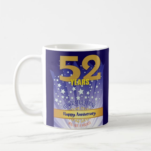 52 Års CUSTOM Återhämtningsjubileum Fet Siffra Kaffemugg (Vänster)