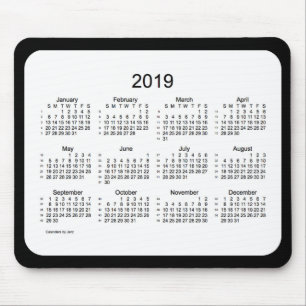 52 kalender svartvita Mousepad för veckor 2019 Musmatta