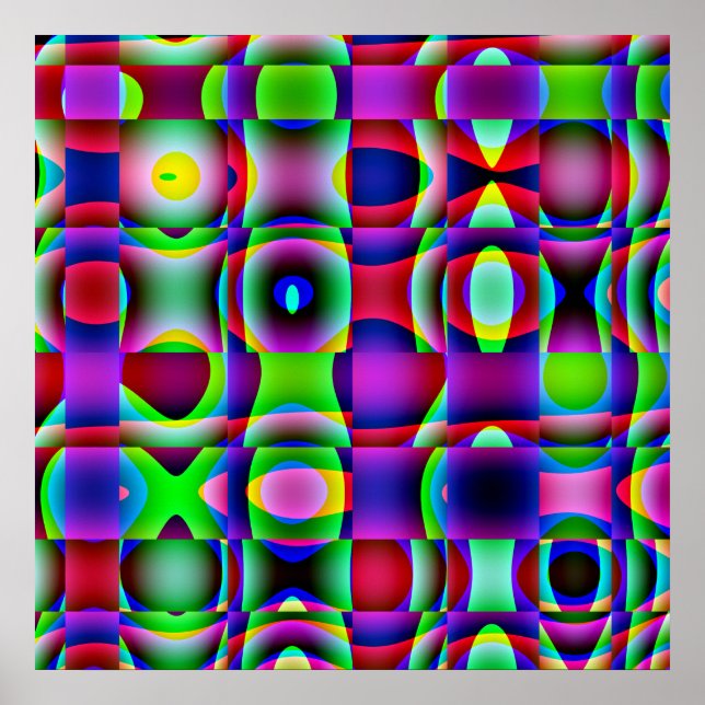 52 x 52 eller mindre Poster Psychedelic Square Mön (Framsidan)