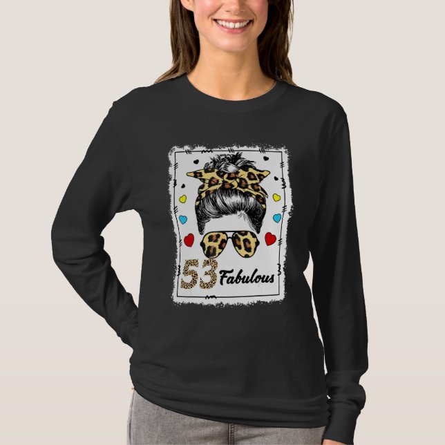 53 år gammal Fabulous Messy Bun Leopard 1969 Birth T Shirt (Framsida)