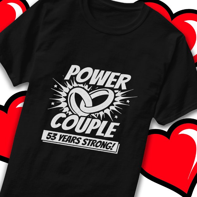 53 års Tecknad Toppen Power Couple 53:e årsdagen T Shirt (Skapare uppladdad)