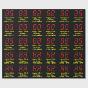 53-årsdag: Röd digital klockstil "53" + Namn Presentpapper