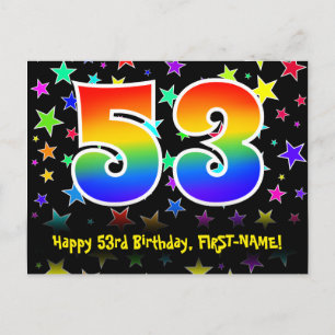 53-årsdag: Roliga stjärnor Mönster, Regnbåge 53, N Vykort
