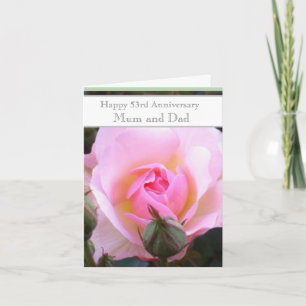 53:e Bröllop-årsdagen Rosa ros Kort