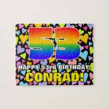 53:e födelsedag - Roligt, hjärtklappning + "53"