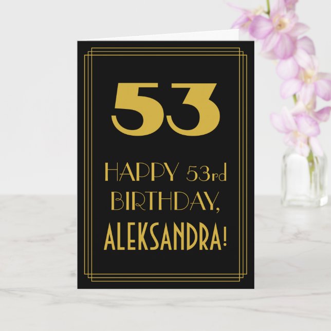53:e födelsedagen ~ Art Deco Inspired Titta "53" & Kort (Orkide)
