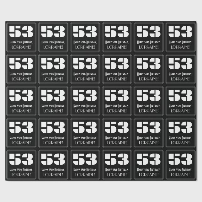 53:e födelsedagen: Art Deco Inspired Titta "53" oc Presentpapper (Seam)