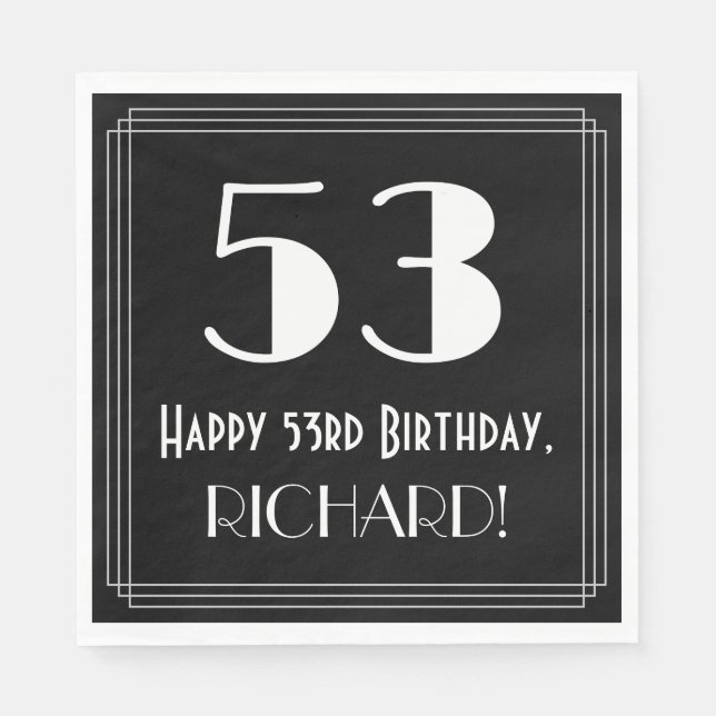 53:e födelsedagen ~ Art Deco Inspired Titta "53",  Pappersservett (Framsidan)