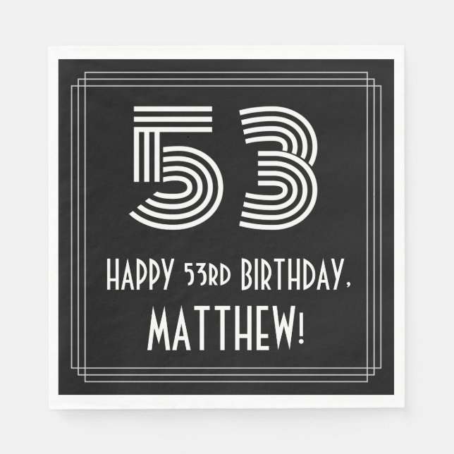 53:e födelsedagen: Art Deco Inspired Titta "53" +  Pappersservett (Framsidan)